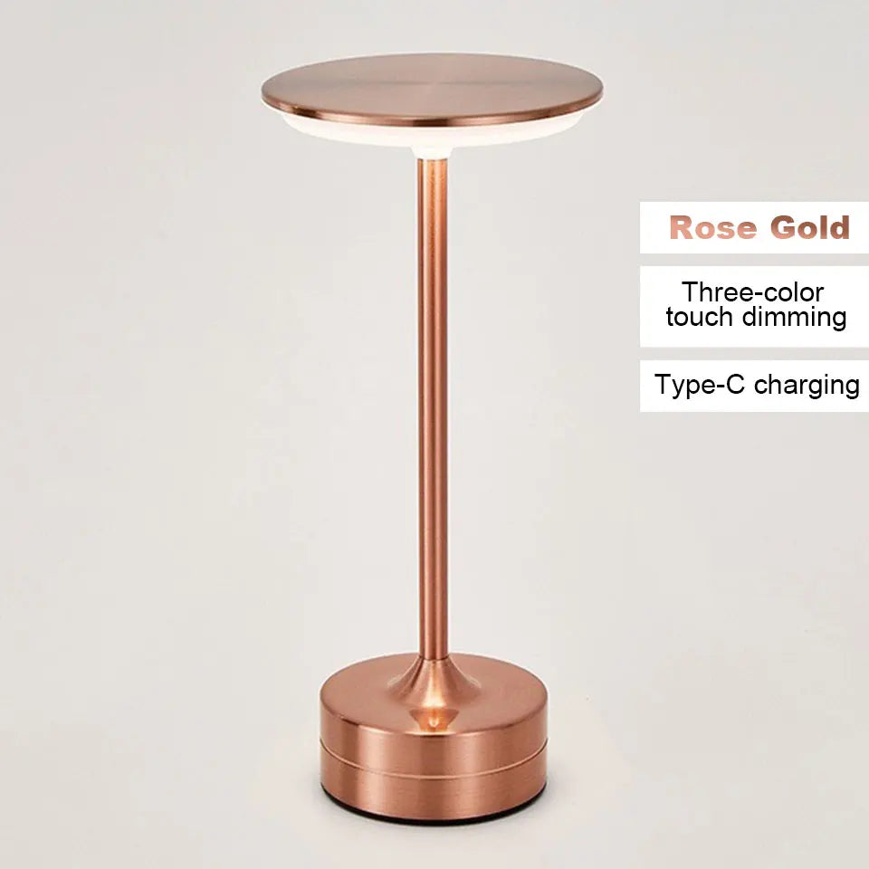 LED Table Lamp Touch Sensor Night Light &ndash; USB Rechargeable Rose Gold / Trichromatic Light
