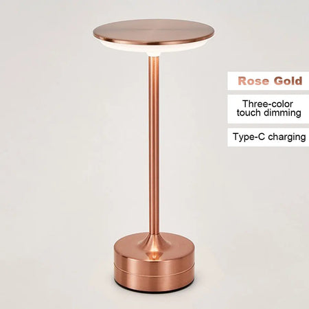 LED Table Lamp Touch Sensor Night Light &ndash; USB Rechargeable Rose Gold / Trichromatic Light