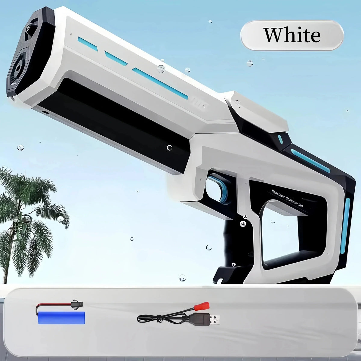 UOSU Automatic Water Absorbing Electric Water Gun for Endless Summer Fun White 4