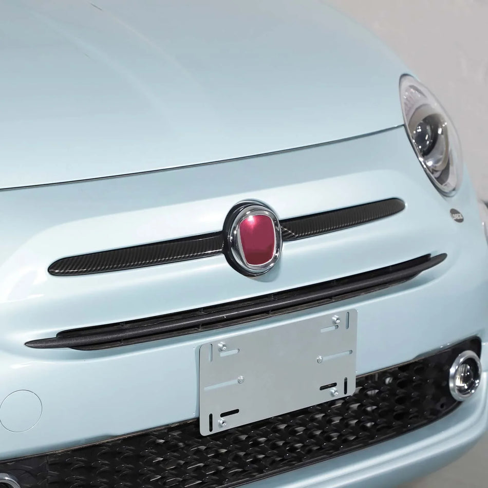 Fiat 500 Voorste Logo Carbon Fiber Strepen Voor 2016 2Stuks