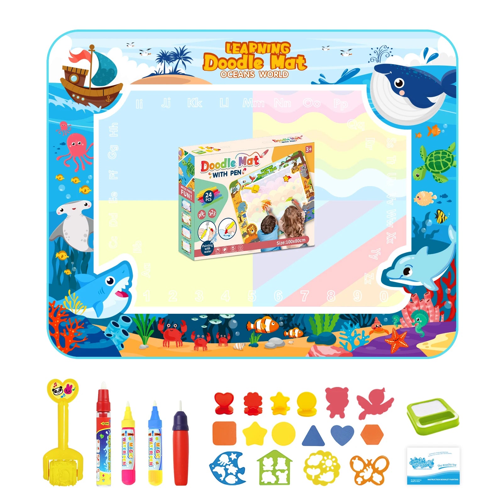 Coolplay Magic Water Drawing Mat &ndash; Reusable Educational Painting Board F 100x80CM