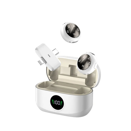 K31Pro Wireless Lavalier Microphone &ndash; Noise Cancelling Digital Display WHITE