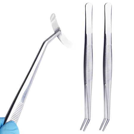 3Pcs Dental Tweezers Steel Serrated Curved &ndash; Easy Grip