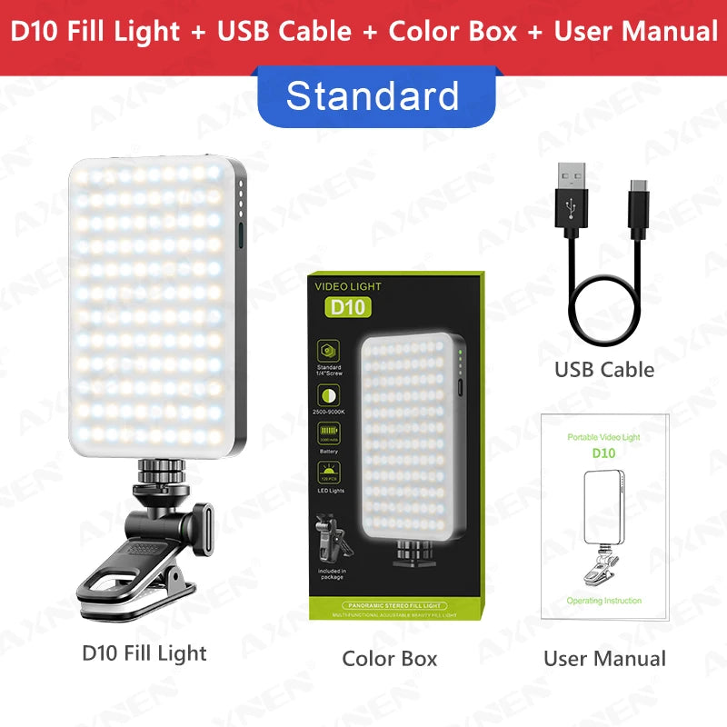 D10 LED Lights Selfie Fill Lamp &ndash; Adjustable Brightness with Three Color Modes Standard / CHINA