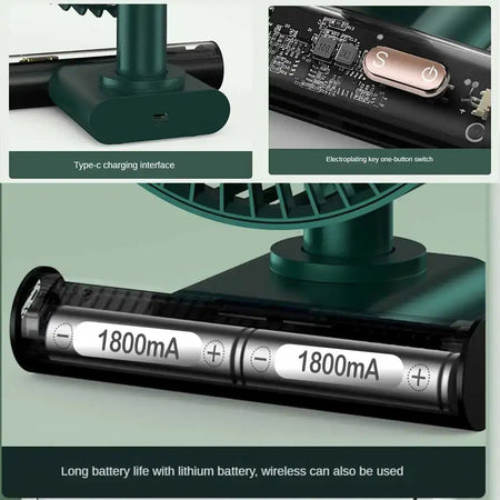 USB Desk Fan With 4 Speeds Quiet Operation 3600mAh Battery