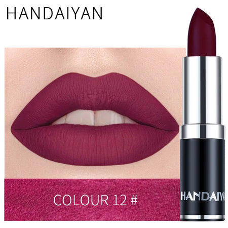 Handaiyan Velvet Smooth Matte Lipstick - Sexy Rose Purple - 12 Shades H1009-12 / Full Size