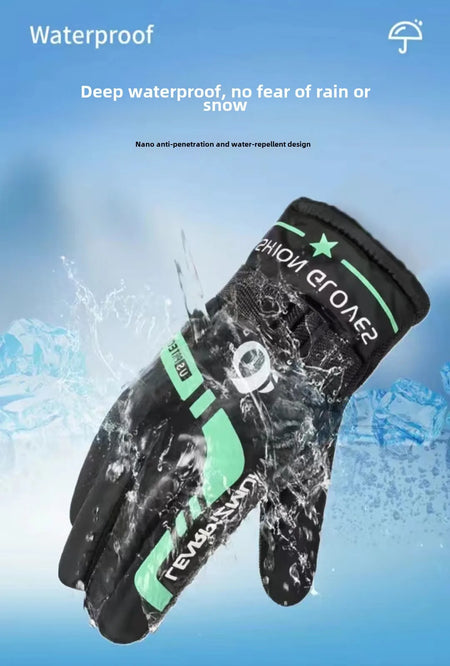 Autumn Winter Motorcycle Fleece Gloves - Windblock Design