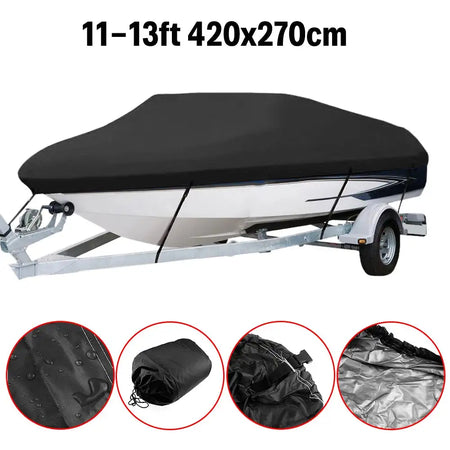 Multiple Specifications Black Heavy Duty Fishing Ski Boat Cover Waterproof Sunproof UV Protector Boat Mooring Cover