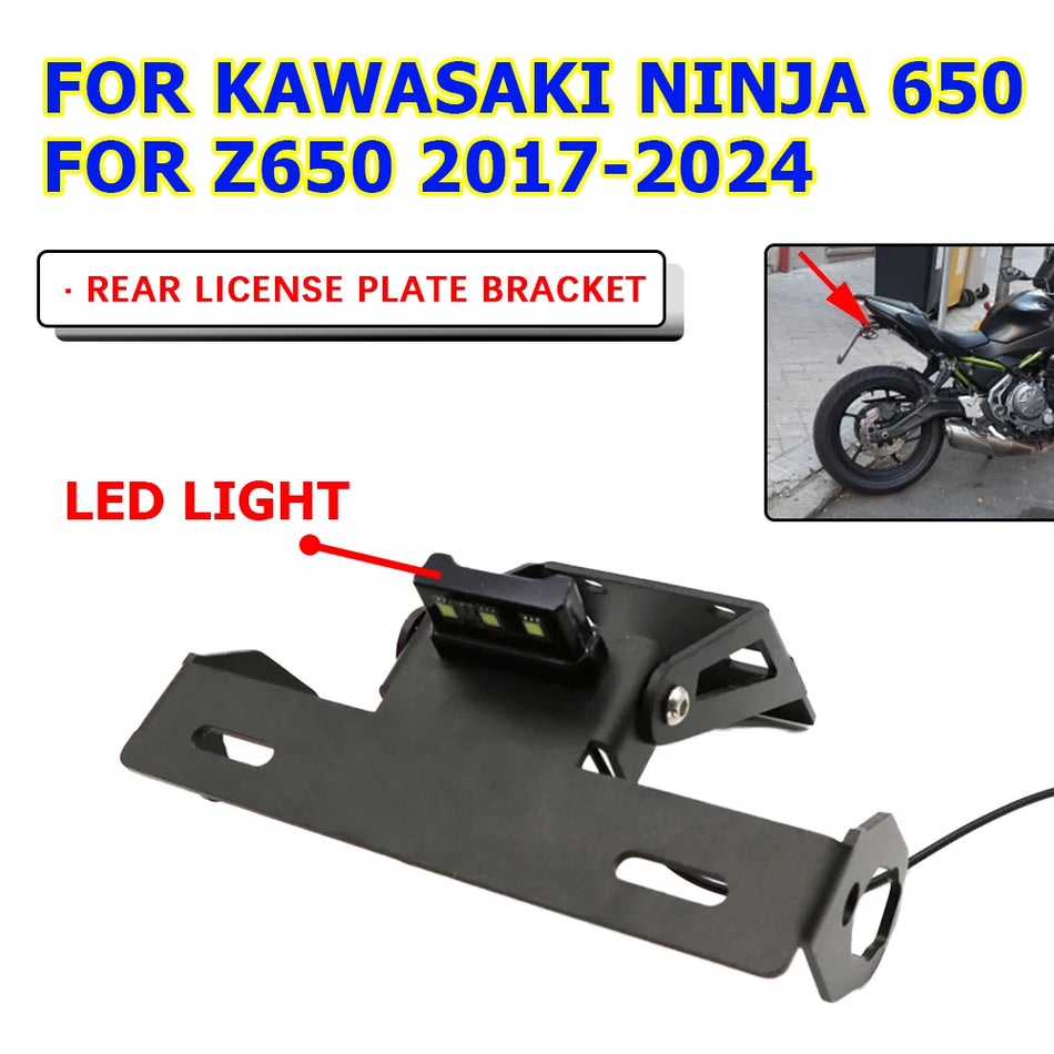 Kawasaki Z650 Ninja 650 LED License Plate Holder, 6061 Aluminum