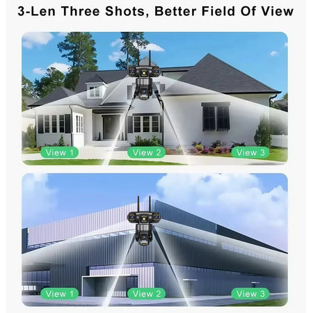 3 Lens Triple Screen Video Surveillance Camera Wifi Network CCTV Camera Wireless 360 Monitor Outdoor Waterproof Security Cameras