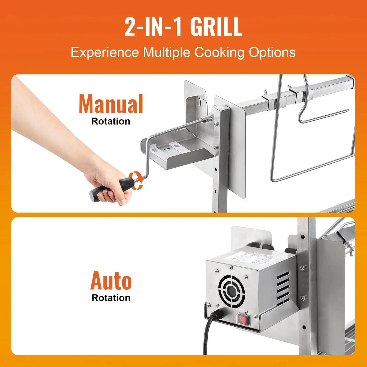 35 Inch Rotisserie Grill Stainless Electric Camping