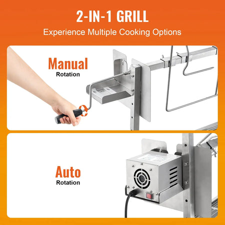 35 Inch Rotisserie Grill Stainless Electric Camping