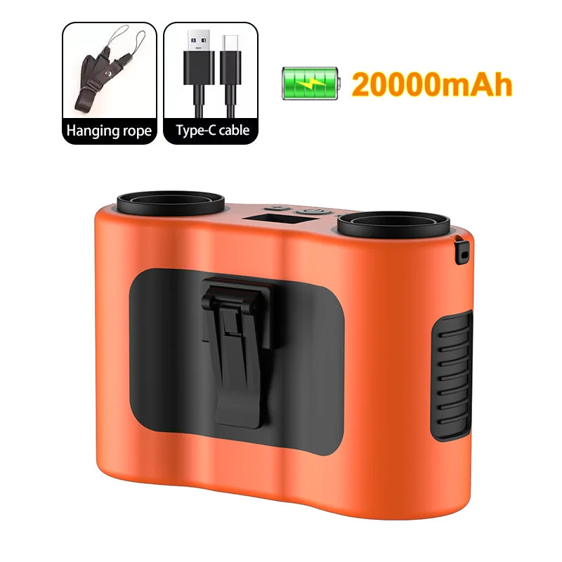 20000mAh Waist Clip Fan &ndash; Ultra Portable Outdoor Cooling Orange