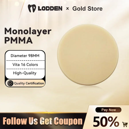 Lodden Dental PMMA Monolayer 98MM &ndash; Monochrome Resin Disc 98X16mm C2