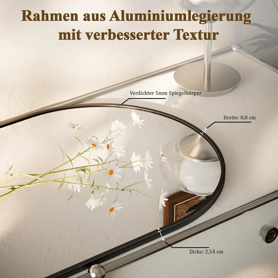 Espelho de Vaidade de Estilo Campestre com Moldura Metálica para Parede ou Mesa