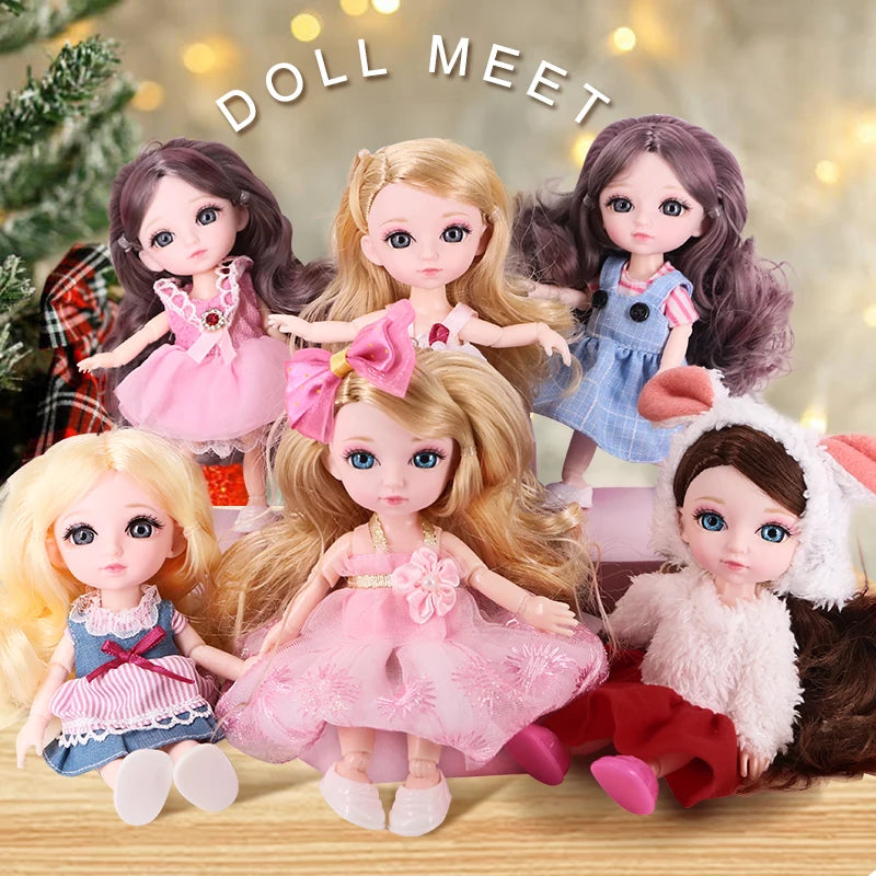 🟠 Μικρές κούκλες BJD Swivel Dolls Blue Eyes For Toys for Children's Girls Girls 16cm Pink Princess Qbaby Accessories Makeup Outfit Dolly