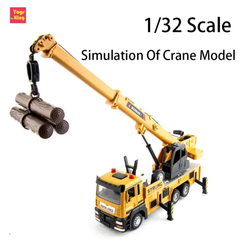 1/32 Alloy Locomotive Crane Model Truck With Sound And Light Inertia Engineering Vehicle Rebound Children's Toys Birthday Gifts