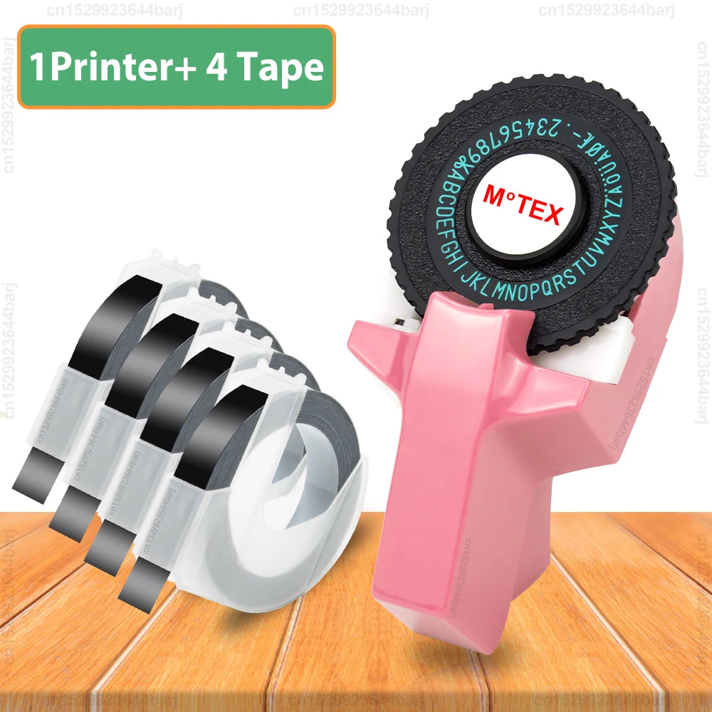 Motex E101 Portable 3D Embossing Label Printer &ndash; Compact Pink Printer Set 1