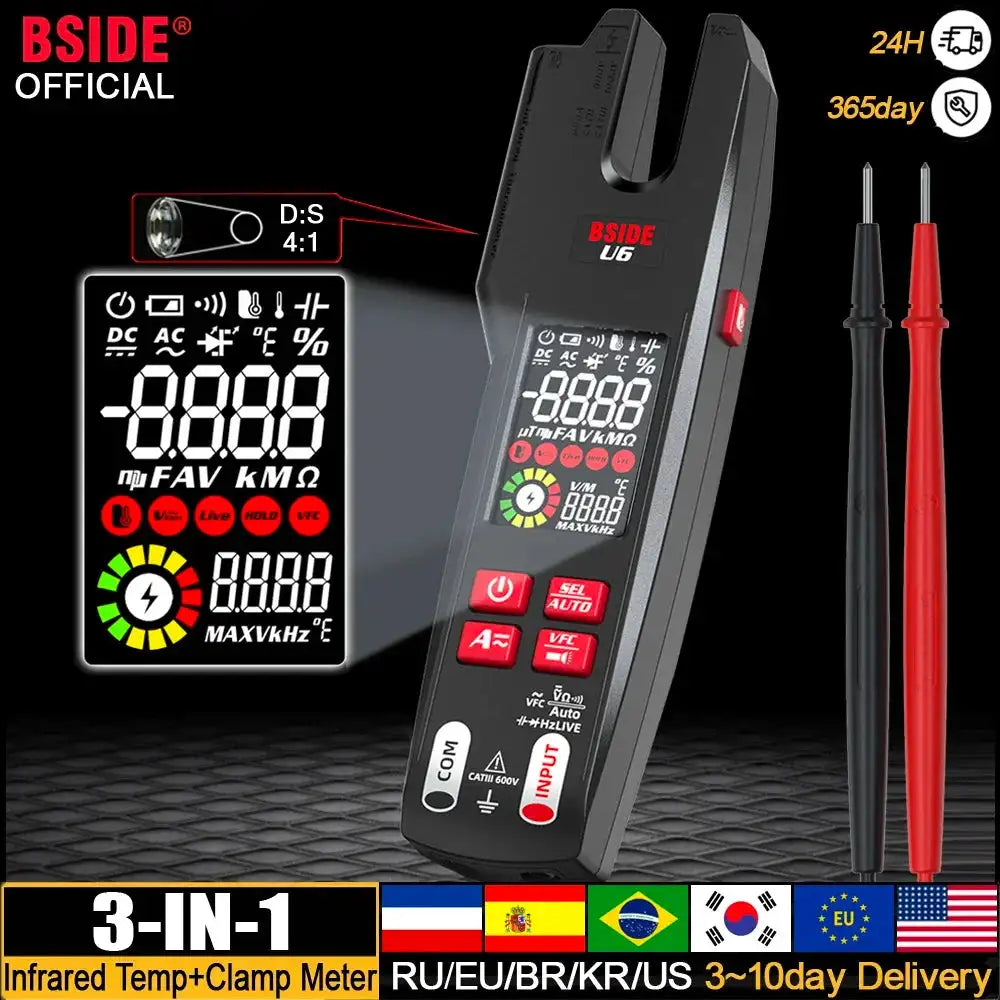 BSIDE U6 True RMS 600A USB Clamp Meter NCV Digital Tester