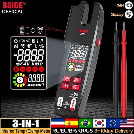BSIDE U6 True RMS 600A USB Clamp Meter NCV Digital Tester
