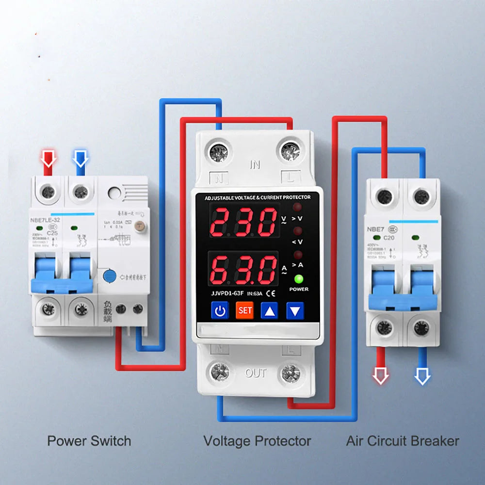 Dual Display Voltage Relay &ndash; Adjustable Over Under Voltage Protection