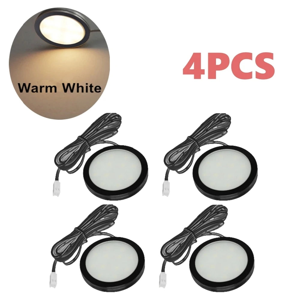 4PCS LED Spot Lights for Boats, Campers &amp; Trailers - 12V Interior Lighting 3000K-Black
