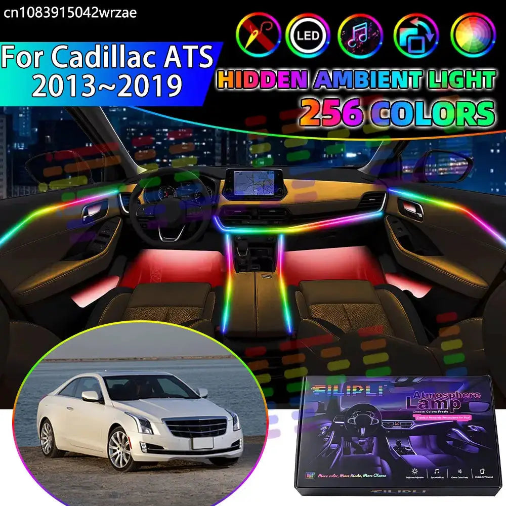 For Cadillac ATS 2013~2019 2014 2015 RGB Car Interior Ambient Lights Strips Breathing Lighting Kit App Control LED strips Auto by InterCyprus Trading Ltd