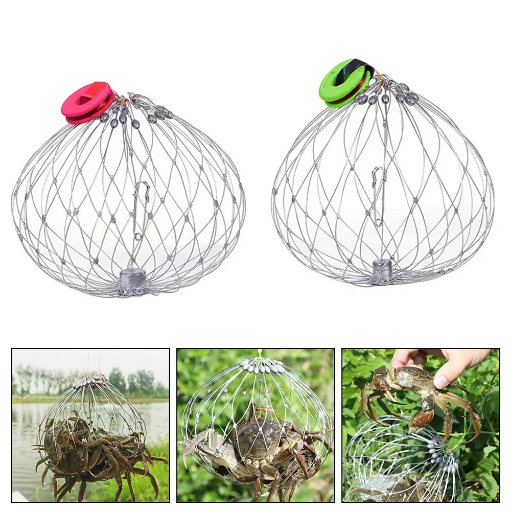 Automatic Fish Crab Trap Net - Durable Steel Wire for Saltwater Fishing
