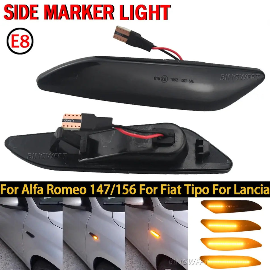 1 Pair LED Dynamic Side Marker Light Arrow Turn Signal Blinker Lamps For Alfa Romeo 156 147 For Fiat Tipo Lancia Delta 3 Ypsilon by InterCyprus Trading Ltd