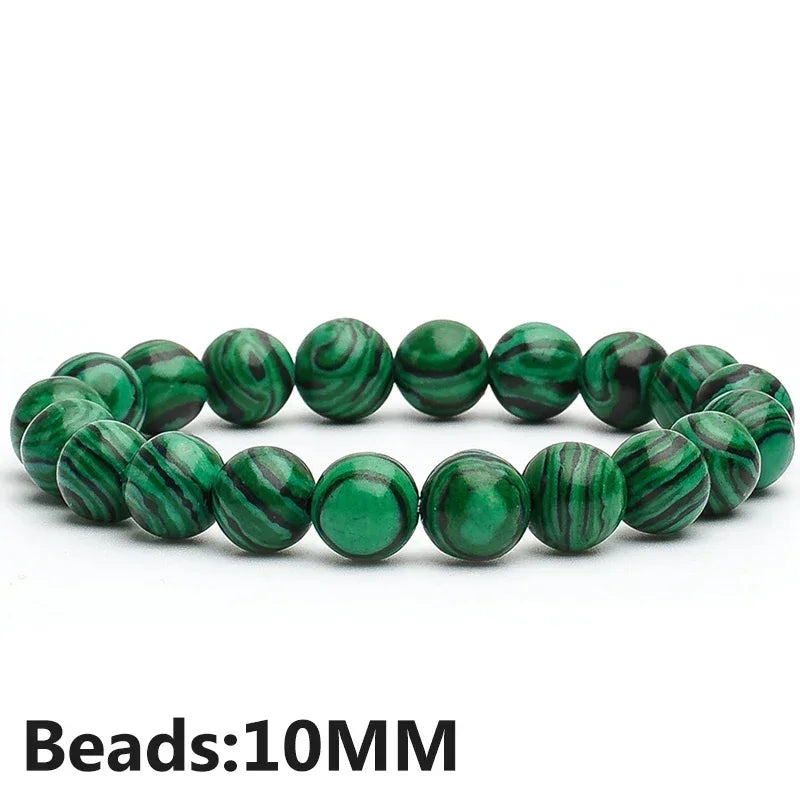 Natural Malachite Bracelet &ndash; Healing Properties for Diabetes Relief 10MM