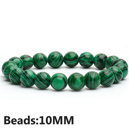 Natural Malachite Bracelet &ndash; Healing Properties for Diabetes Relief 10MM