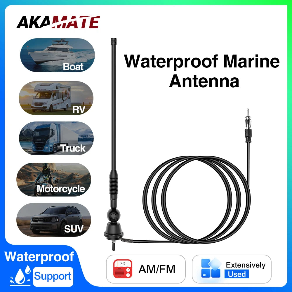 AKAMATE Boat Radio Antenna - 10 Mile Range Flexible