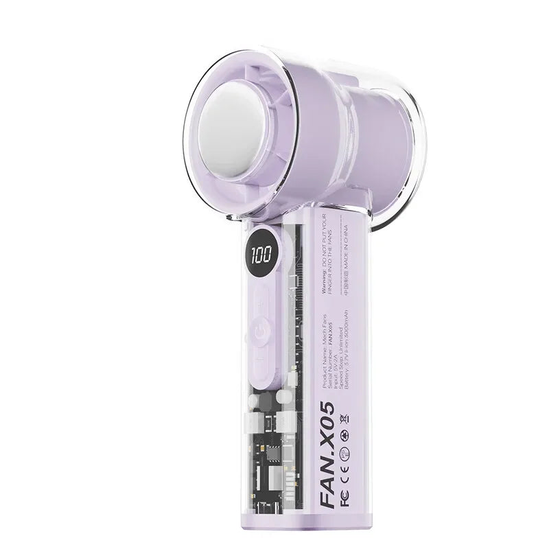 Portable Handheld Turbo Fan 3000Mah &ndash; LED Digital Display VIOLET/u7d2bu7f57u5170