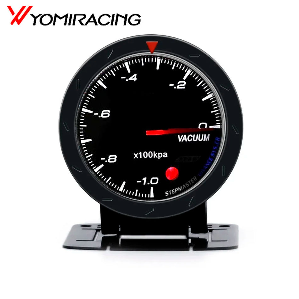 60MM Car Vacuum Gauge with Black Face, Red and White LED, Sensor
