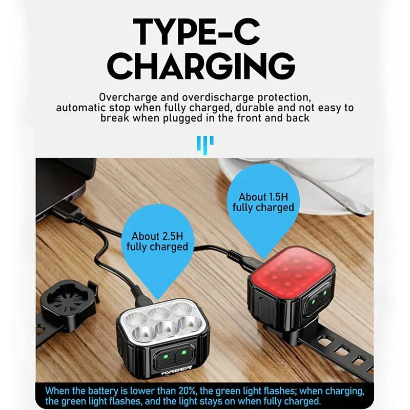 Sada světel na kolo Bucklos Q6 přední a zadní LED světla