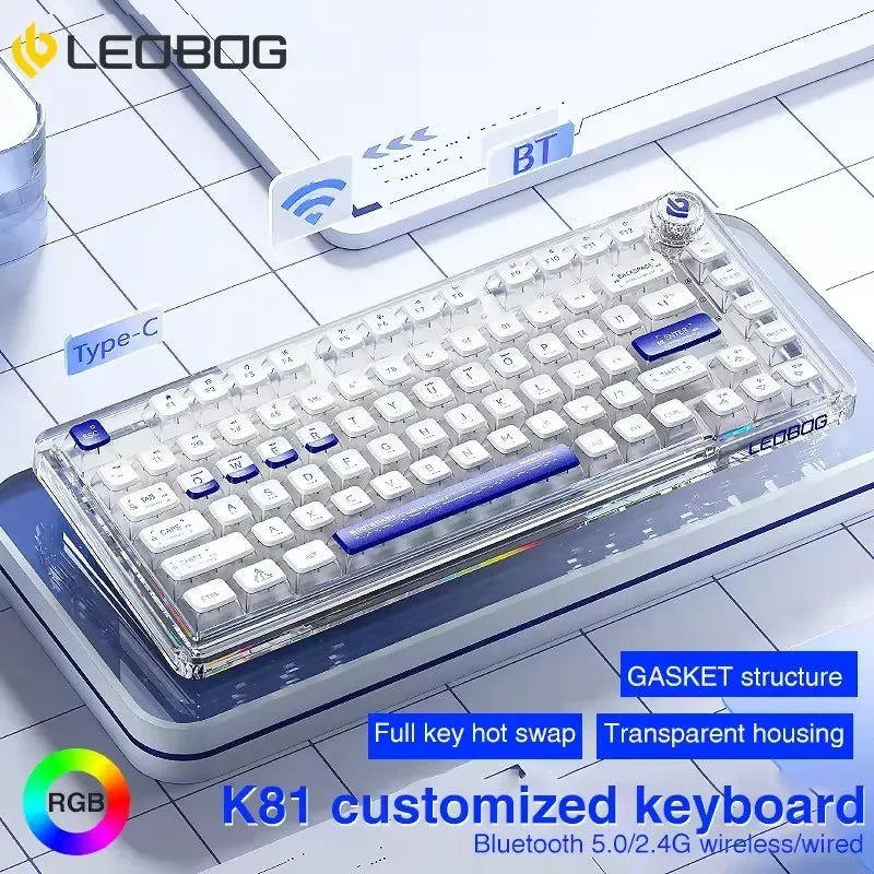LEOBOG K81 Acrylic Mech Hot Swappable Keyboard 81 Keys RGB