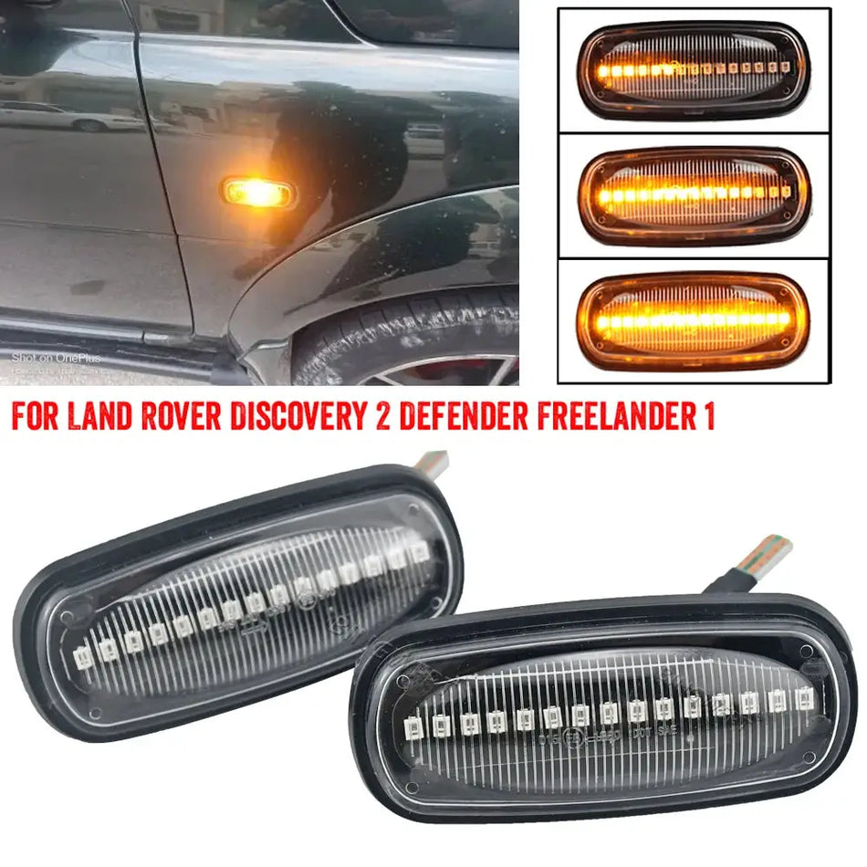 2PCS Dynamic Flowing LED Side Marker Light For Land Rover Discovery 2 1999-2004 Defender Freelander 1 2002-2005 by InterCyprus Trading Ltd