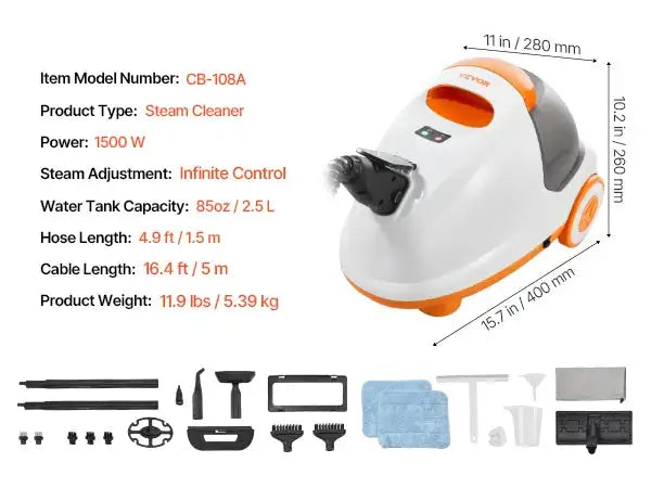 Handheld Steam Cleaner 85oz Tank Multipurpose Grout 2500ML / CZECH REPUBLIC / 220 V