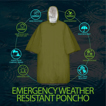 Emergency Rain Poncho &amp; Survival Blanket - Waterproof Gear for Outdoor Adventures