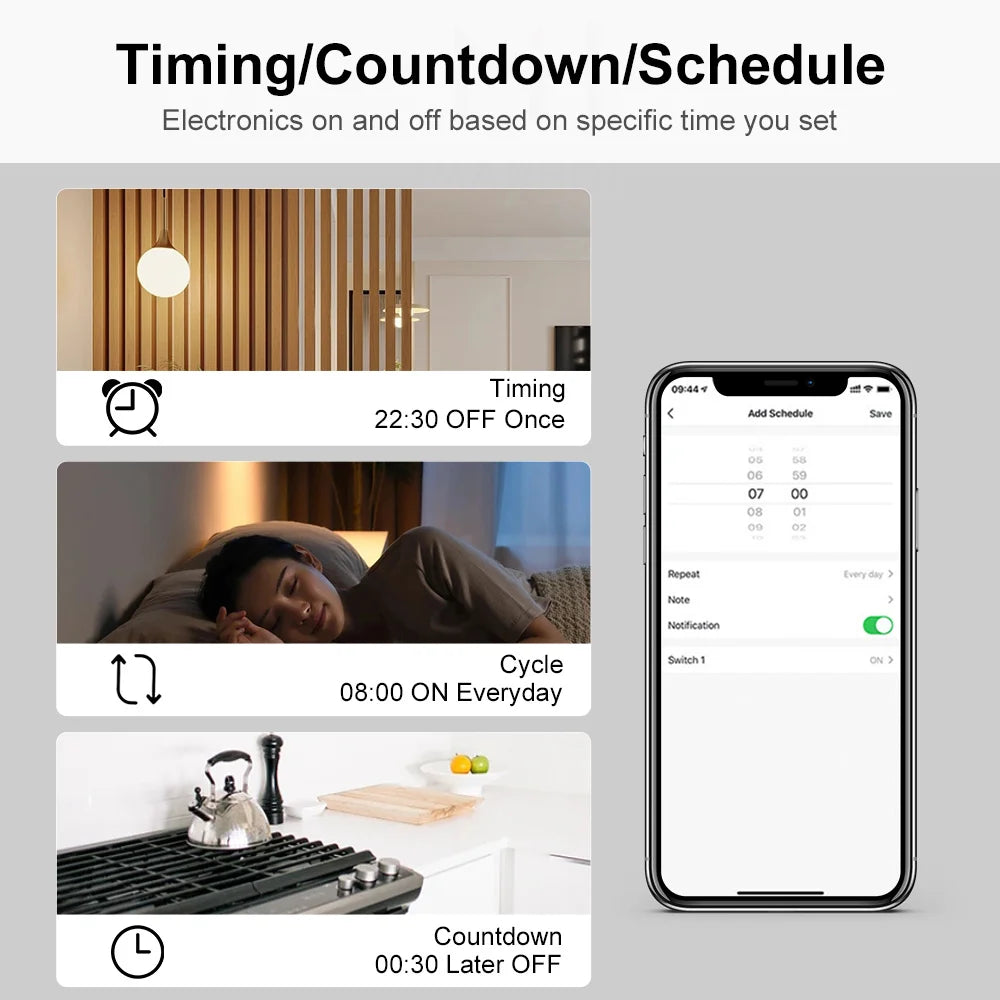 Zigbee2MQTT Zigbee3.0 Mini Smart Light Switch - 2 Way 16A Module, Google Home Compatible