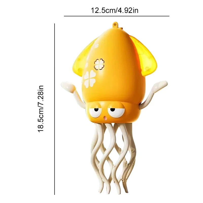 Rechargeable Dancing Octopus Toy for Kids with LED Lights, Music, and Obstacle Avoidance Sensor yellow