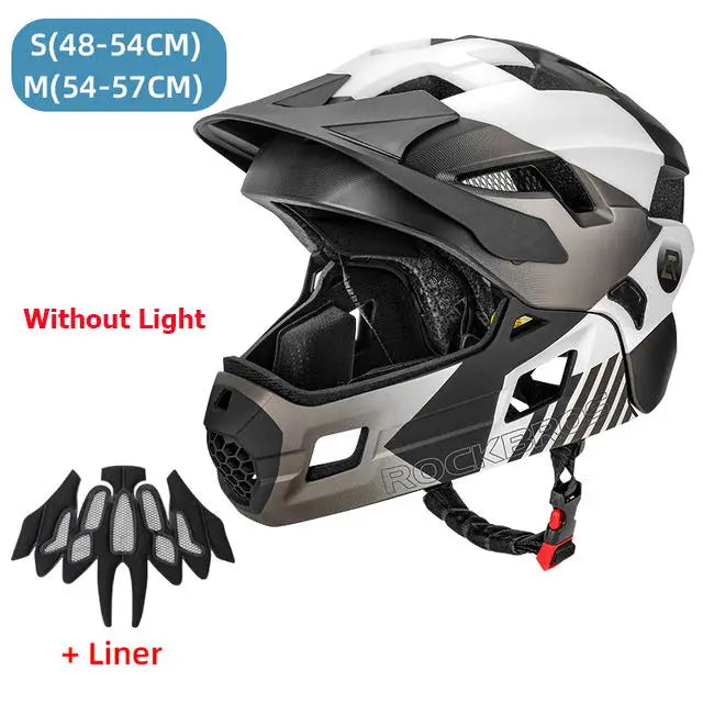 ROCKBROS Kids Detachable Full Face Helmet for Cycling and Skating Titanium white black / TS-61 S(48-52cm) / CHINA