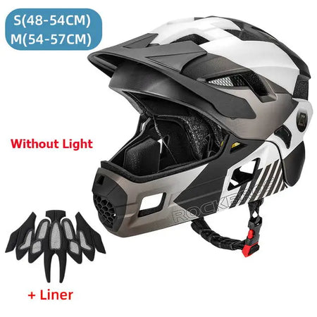 ROCKBROS Kids Detachable Full Face Helmet for Cycling and Skating Titanium white black / TS-61 S(48-52cm) / CHINA