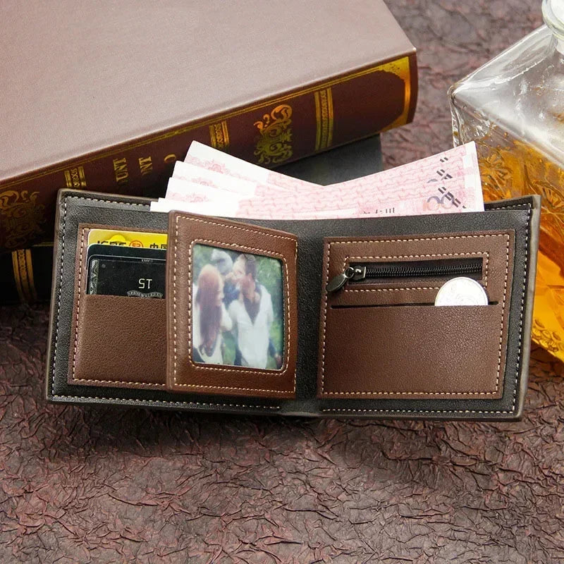 Personalised Classic Short Wallet with Coin Pocket for Men