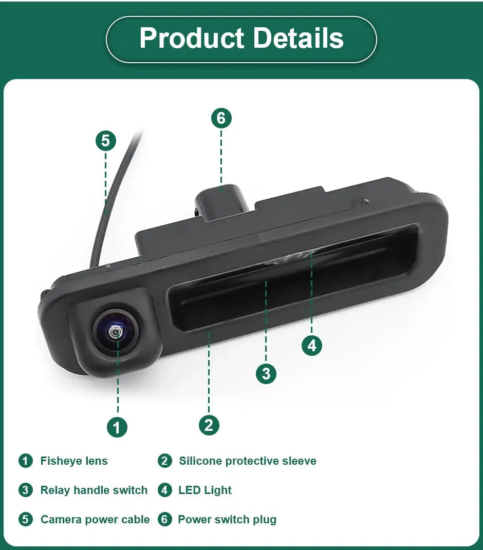 AHD 1080P 170° Vehicle Trunk Handle Rear View Reverse Camera For Ford Focus 3 MK3 C MAX 2011-2014 Dynamic Trajectory by InterCyprus Trading Ltd