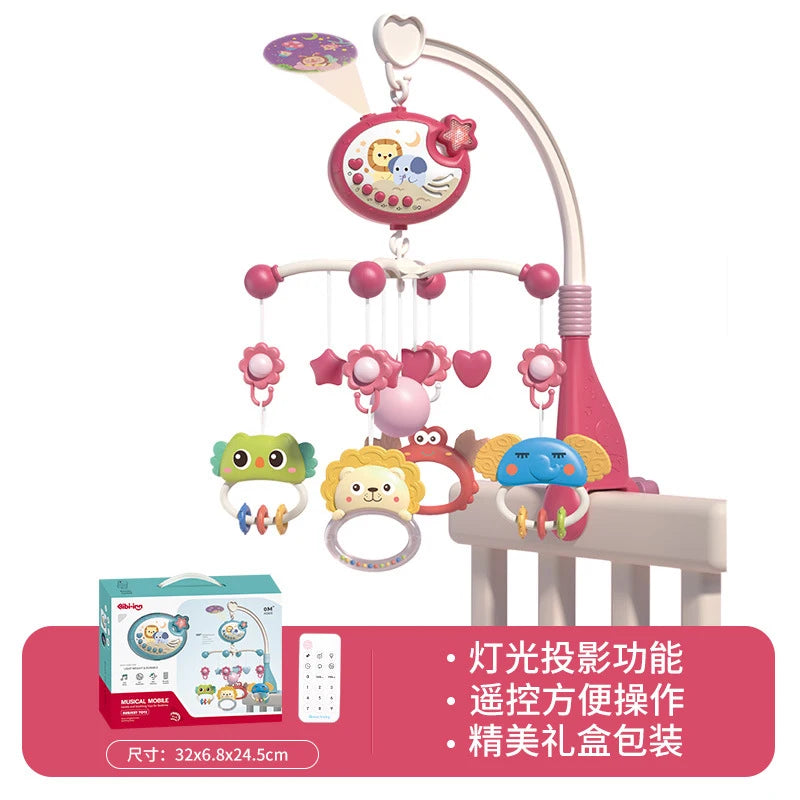 Musical Crib Mobile with Lights &amp; Music stars-Pink-BOX