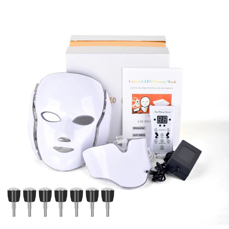 7 Colors LED Light Facial Mask &ndash; Neck Therapy And Firming