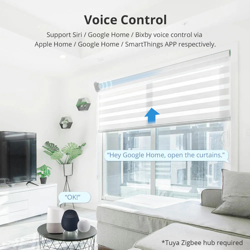 Zemismart Zigbee Smart Roller Shade Motor with Built-in Battery for Voice Control
