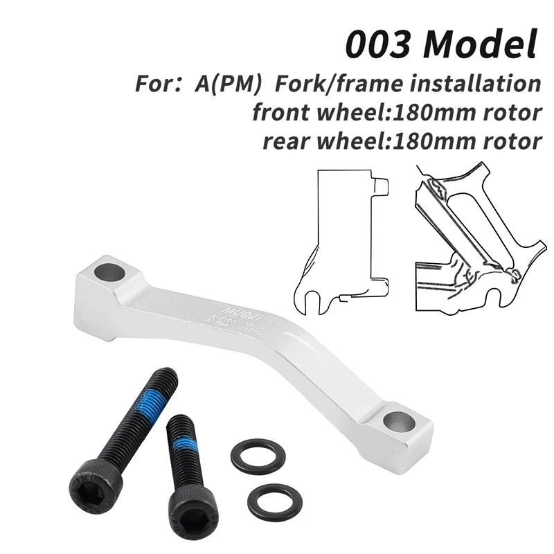 MUQZI Disc Brake Caliper Mount Adapter &ndash; Versatile Compatibility With Multiple Rotor Sizes 003 180-180 Silver