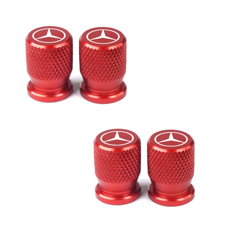 Mercedes Benz Tire Valve Caps &ndash; 4pcs Aluminum Airtight Covers for B/C/E/S Class, A Class, C200L, GLC, GLK, CLA, GLA Red